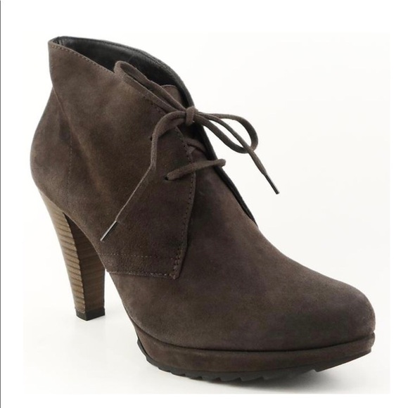 Paul Green Shoes - Paul Green Brown Terra Suede Lace Up Ankle